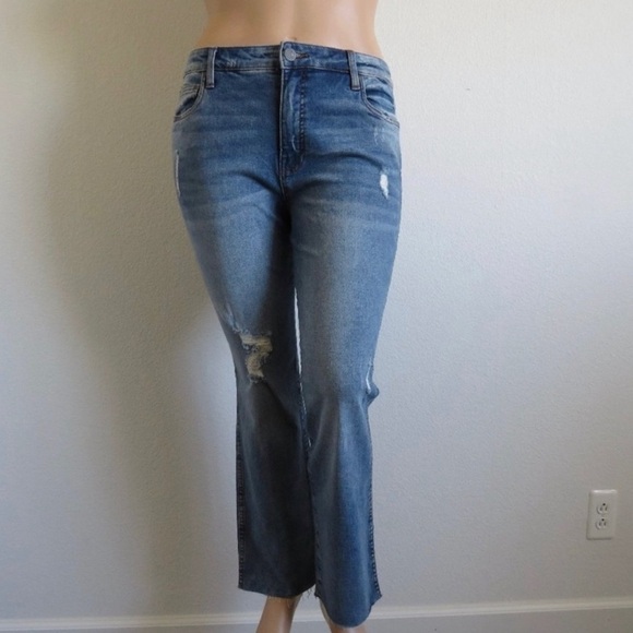 KUT from the KLOTH Jeans Distressed Reese FAB AB Ankle Straight Plus Size 16 NWT - Picture 3 of 4